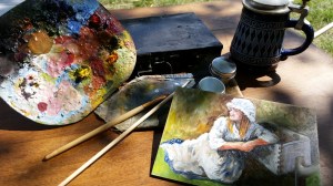 Fellow reenactor stopped for a visit and agreed to pose. 