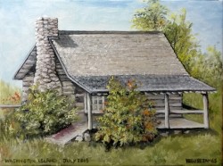 Plein Air sketch of the cabin home at the Farm Museum on Washington Island.